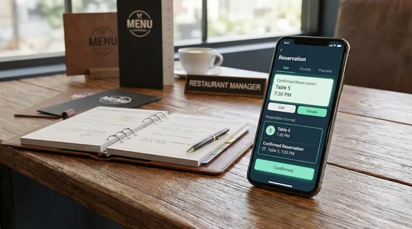 Réservations restaurant sur smartphone et agenda