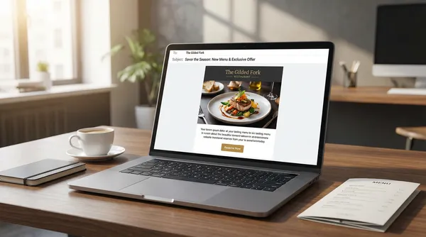 Emailing restaurant sur ordinateur portable